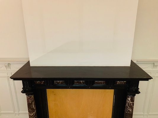 Antique Empire Style Black And Red Marble Fireplace Mantel For