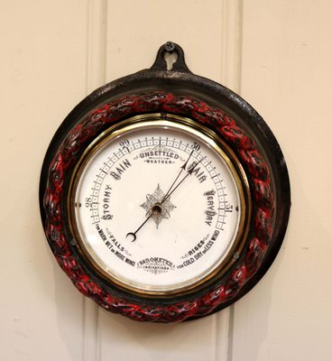 Antique Victorian Cast Iron Circular Aneroid Barometer For At Antique Victorian Cast Iron Circular