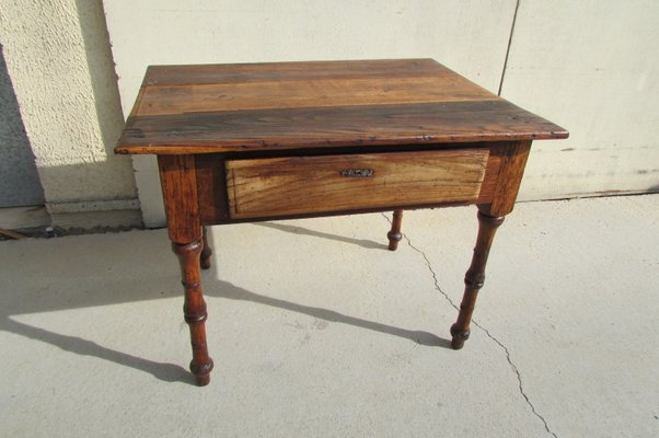 Antique Hand Crafted French Cherry Oak And Elm Worktable For