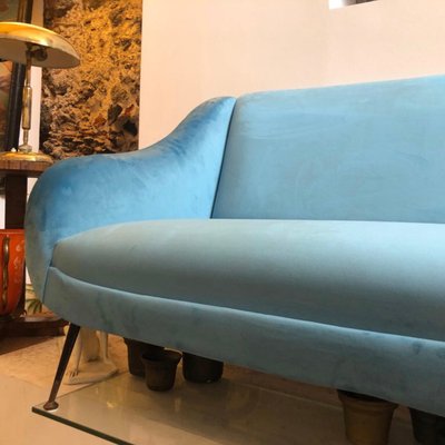 baby blue velvet couch