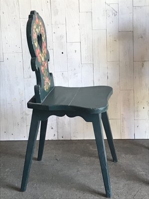 Vintage Hand Painted Wooden Side Chairs 1920s Set Of 3 For Sale