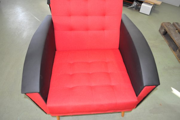 Black Lounge Chairs 1960s Set, Black Red Living Room Chair