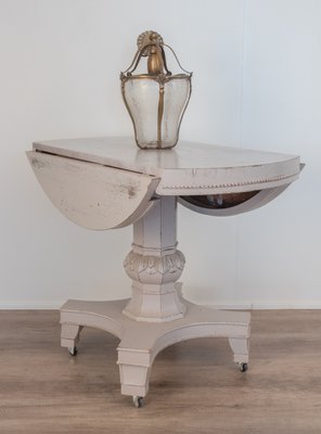 Round Antique Italian Fir Drop Leaf Dining Table For Sale At Pamono