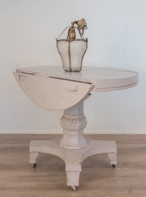 Round Antique Italian Fir Drop Leaf Dining Table For Sale At Pamono