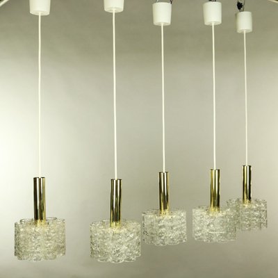 Mid Century Brass Ceiling Lamps from Doria Leuchten, Set of 5 Mid Century Brass Ceiling Lamps from Doria Leuchten, Set of 5