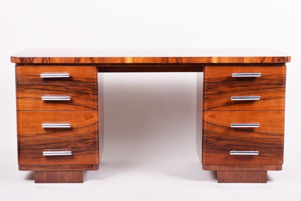 Bureau Art Deco Vintage En Laque Et Noyer 1930s En Vente Sur Pamono