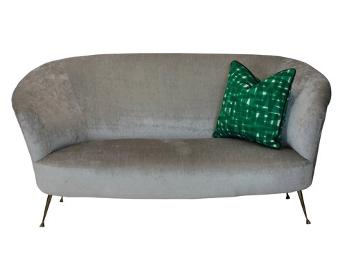 Italian Br Velvet Curved Sofa By Ico Luisa Parisi 1950s