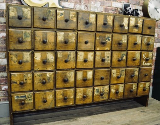 Antique Industrial French Pine Storage Unit With Pine Hardwood