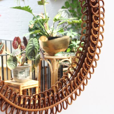 Mid Century Italian Rattan Round Wall Mirror 1960s For At Pamono Mid Century Italian Rattan Round Wall