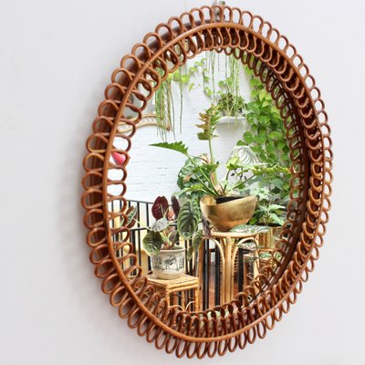 Mid Century Italian Rattan Round Wall Mirror 1960s For At Pamono Mid Century Italian Rattan Round Wall