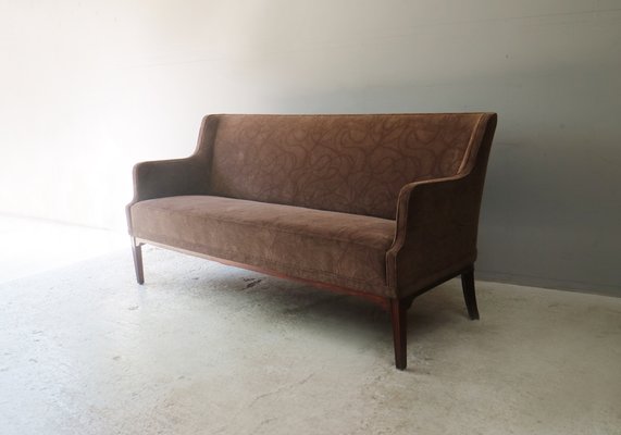 Mid Century Danish Teak Velour Sofa 1960s