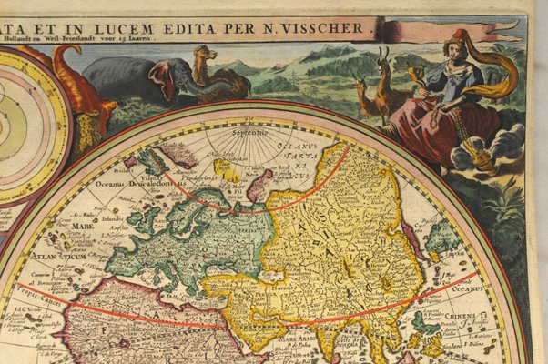 Antique Dutch World Map By N Visscher 1677 Antique Dutch World Map By N Visscher 1677