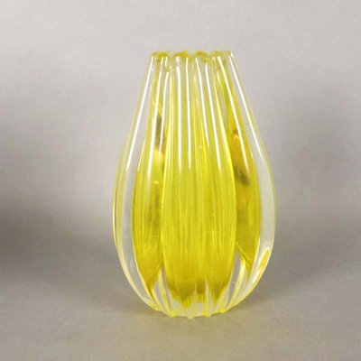 Yellow Fluted Murano Glass Vase For Sale At Pamono