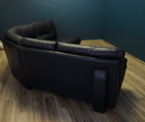 Large Vintage Italian Leather Corner Sofa From Nicoletti 1980s
