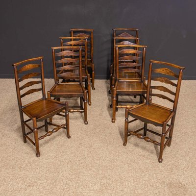 Elm Ladderback Dining Chairs Set, Vintage Ladder Back Dining Chairs