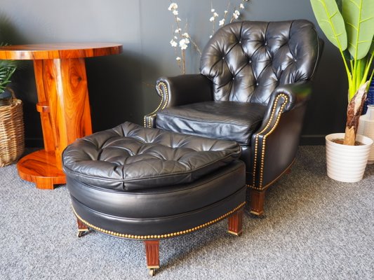 Chesterfield Armchair Ottoman Set From Hancock Moore 1990s