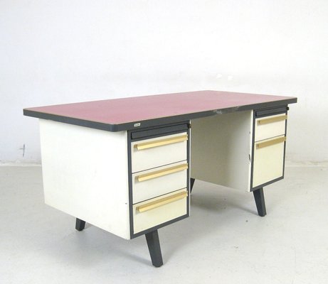 Mid Century Industrial Bakelite And Steel Desk From Strafor 1960s