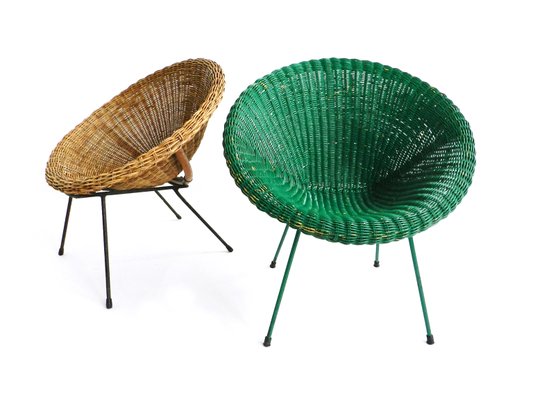Sedie Da Giardino In Vimini E Ferro Italia Anni 50 Set Di 2