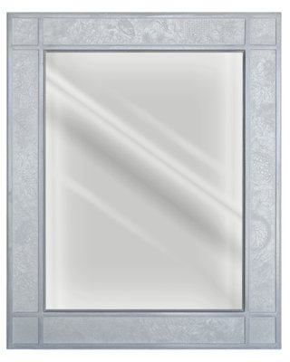 white framed round wall mirror