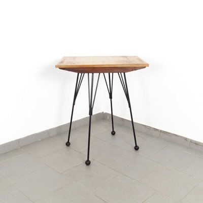 Mid Century Beistelltisch aus Metall & Holz, 1950er Mid Century Beistelltisch aus Metall & Holz, 1950er