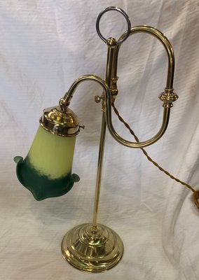 Lampada da tavolo vintage in ottone e vetro di Murano, anni '20