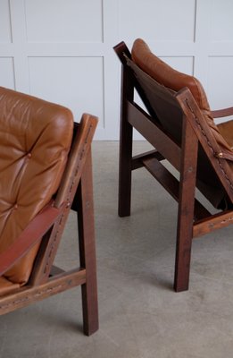 Model Hunter Leather Easy Chairs By, Leather Slingback Chair
