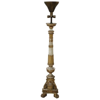 Antique Carved Gilded Wooden Floor Lamp 1800s