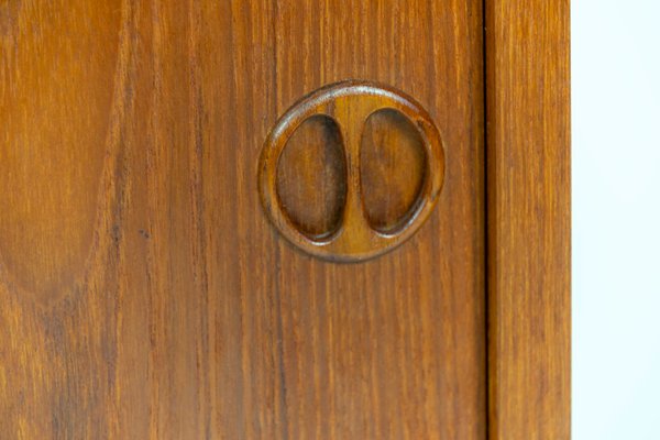 Mid Century Danish Teak Cabinet With Sliding Doors 1960s