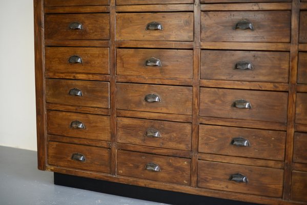 Large Antique French Pine Industrial Hardware Cabinet For Sale At