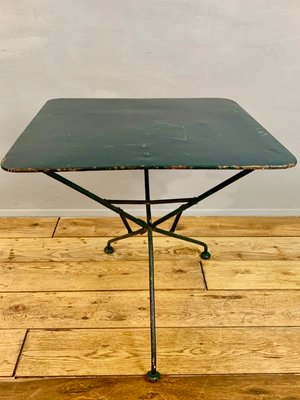 Antique English Painted Wrought Iron Campaign Garden Table For