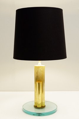 brass and glass table lamp