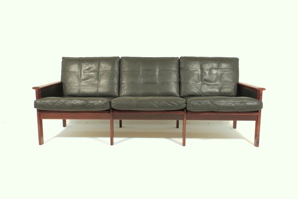 Mid Century Leather Rosewood Capella Sofa By Illum Wikkelso For Niels Eilersen Mid Century Leather Rosewood Capella Sofa By Illum Wikkelso For Niels Eilersen