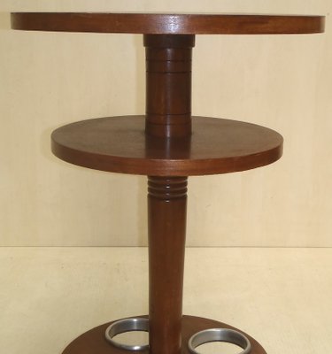 Round Art Deco French Aluminum And Mahogany Bar Table 1930s For Aluminum And Mahogany Bar Table 1930s