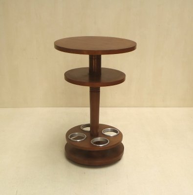 Round Art Deco French Aluminum And Mahogany Bar Table 1930s For Aluminum And Mahogany Bar Table 1930s