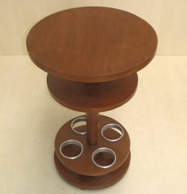 Round Art Deco French Aluminum And Mahogany Bar Table 1930s For Aluminum And Mahogany Bar Table 1930s