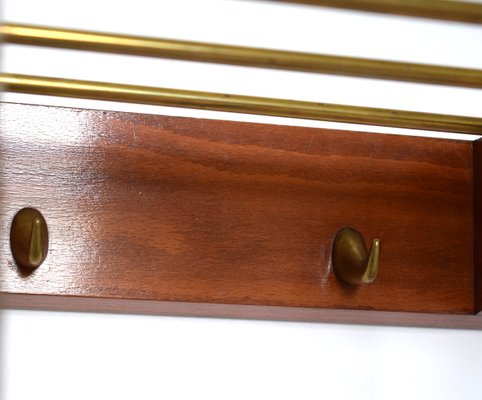 Brass And Cherry Wall Coat Rack By Franz Hagenauer For Werkstatte