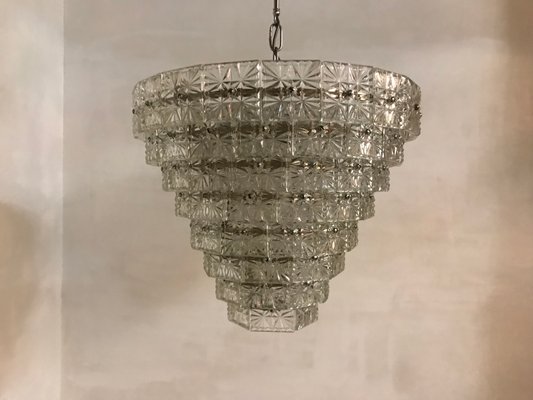 Crystal Glass Prism Chandelier from Kinkeldey, 1960s Crystal Glass Prism Chandelier from Kinkeldey, 1960s