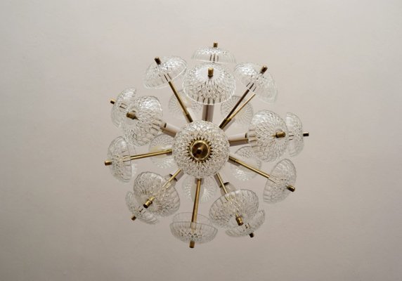 Brass And Glass Ceiling Lamp From Kamenicky Senov 1970s For Sale
