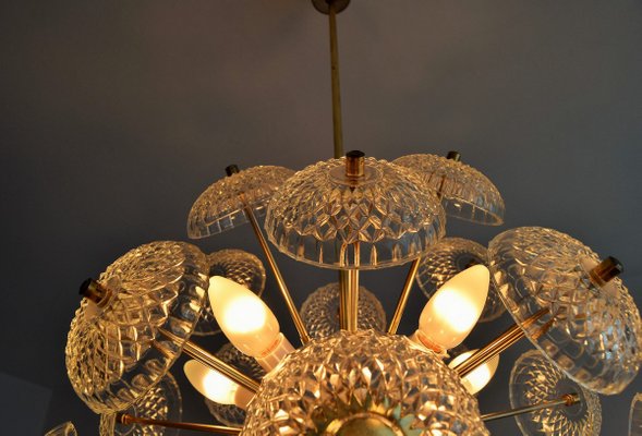 Brass And Glass Ceiling Lamp From Kamenicky Senov 1970s For Sale