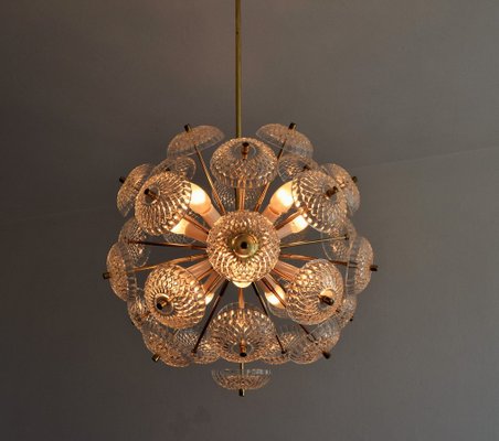 Brass And Glass Ceiling Lamp From Kamenicky Senov 1970s For Sale