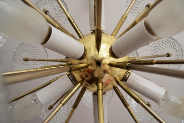 Brass And Glass Ceiling Lamp From Kamenicky Senov 1970s For Sale