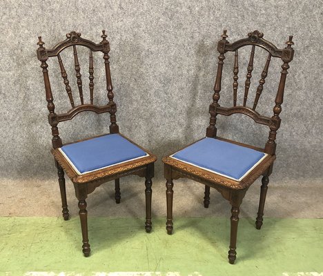 Antique Hand Crafted French Wooden Dining Chairs Set Of 2 For