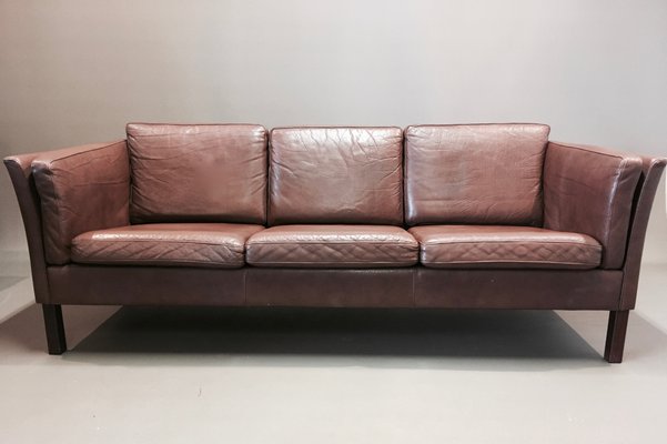 Scandinavian Modern Leather Sofa 1970s