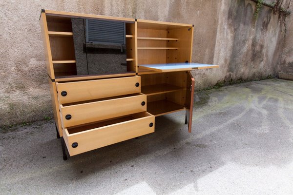 Industrial French Ash Veneer Dresser With Shelves By Arp For