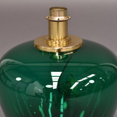 Italian Emerald Green Glass And Brass, Emerald Table Lamp