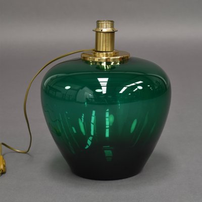 Italian Emerald Green Glass And Brass, Emerald Green Lamps