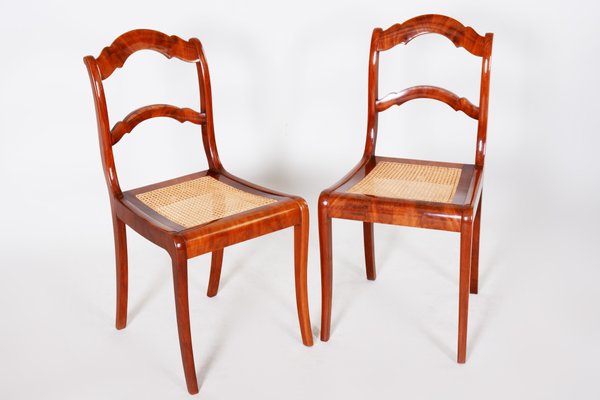 Antique Biedermeier Mahogany Wicker Dining Chairs Set Of 2 For Antique Biedermeier Mahogany Wicker