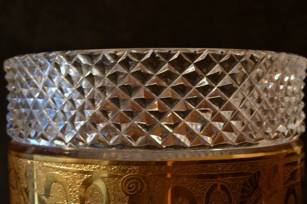 Cut Glass Vase With Gilded Cameo Frieze From Moser Glassworks