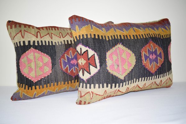 Geometrical Lumbar Kilim Pillow Covers From Vintage Pillow Store