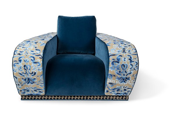 Poltrona Firenze Eticaliving in velluto blu di Slow+Fashion+Design